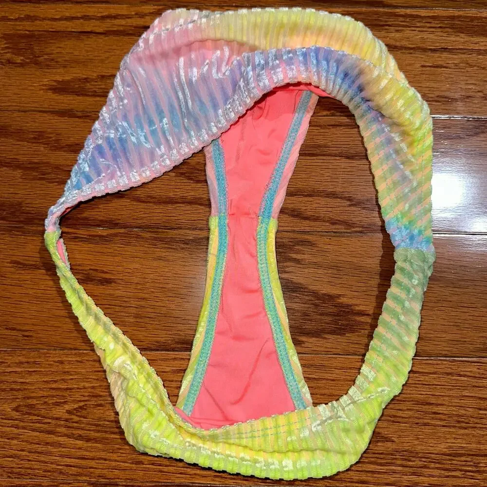 Dippin Daisy’s Velvet Rib Candy Tie Dye Cheeky Bikini Bottom Size Small